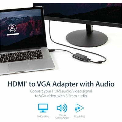 StarTech.com Câble A/V StarTech.com - HDMI/Mini-phone/USB/VGA - pour Périphérique audio/vidéo, Ultrabook, Ordinateur Portable, Projecteur, Moniteur, TV - 1 Pack - HDMI/Mini-phone/USB/VGA pour Périphérique audio/vidéo, Ultrabook, Ordinateur Portable, Pr  Ã  VGA   avec discrete audio output-hdmi Ã  VGA e