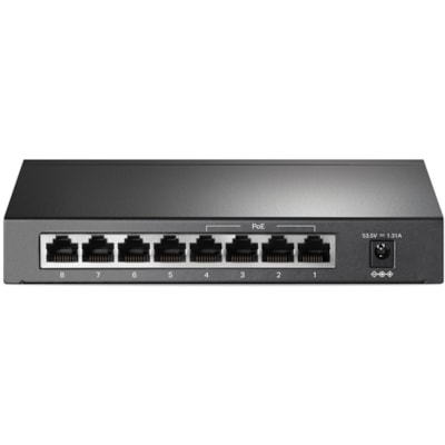 TP-Link TL-SG1008P Ethernet Switch - 8 Ports - Gigabit Ethernet - 10/100/1000Base-T - 2 Layer Supported - 5.40 W Power Consumption - 64 W PoE Budget - Twisted Pair - PoE Ports - Black - Desktop - 3 Year Limited Warranty  