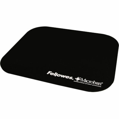 Fellowes Microban® Mouse Pad - Black - 8" (203.20 mm) x 9" (228.60 mm) x 0.13" (3.30 mm) Dimension - Black - Rubber - Tear Resistant, Wear Resistant, Skid Proof - 1 Pack  MICROBAN ANTIBACTERIAL PROTECT 