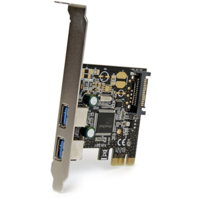 StarTech.com 2 Port PCI Express PCIe SuperSpeed USB 3.0 Controller Card w/ SATA Power - 5Gbps - Add two USB 3.0 ports to your desktop computer through a PCI Express slot - PCIe USB 3.0 Controller Card - 2Port PCI Express USB 3.0 Adapter - SuperSpeed 5 Gbps USB 3 PCIe Card - Dual Profile PCI Express  desktop computer through a PCI  Express slot - PCIe