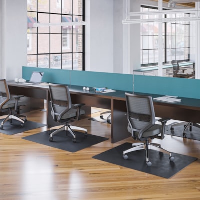 Deflecto Black EconoMat for Hard Floors - Hard Floor, Office, Carpeted Floor, Breakroom - 60" (1524 mm) Length x 46" (1168.40 mm) Width - Rectangular - Vinyl - Black - 1 Each 46"X60" RECTANGULAR BLACK- NON-STUDDED