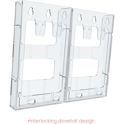 Deflecto Lit Loc Interlocking Magazine Display - 11.3" (285.75 mm) Height x 9" (228.60 mm) Width x 1.3" (31.75 mm) Depth - Interlockable - Clear - Plastic - 1 Each SINGLE MAGAZINE SIZE UNIT 9"W X 11-1/4"H X 1-1/4"D - CLE