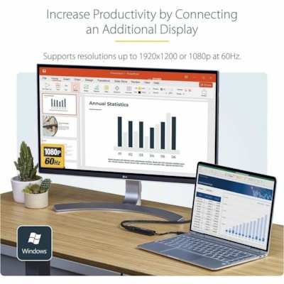StarTech.com USB 3.0 to HDMI Adapter, USB to HDMI Monitor Converter for Windows, 1080P (no support for macOS/ChromeOS/Linux) - TAA - Windows only; No support for macOS, ChromeOS or Linux - Works w/ Windows X86/X64/ARM (Intel, AMD, Snapdragon X Copilot+ PC) - Connect your computer to an HDMI monitor  acOS  ChromeOS or Linux - Work s w/ Windows X86/X64