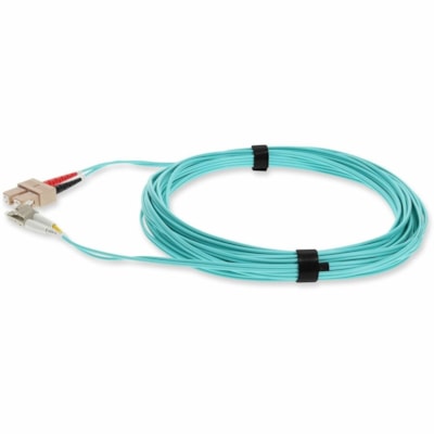 AddOn 9m SC to LC Aqua OM3 Duplex OFNR (Riser-Rated) Fiber Patch Cable - 29.5 ft (9 m) Fiber Optic Network Cable for Network Device, Transceiver/Media Converter - First End: 2 x LC Network - Male - Second End: 2 x SC Network - Male - Patch Cable - LSZH, OFNR, Riser, Plenum - 50/125 µm - Aqua -  CABL 