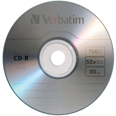 Verbatim CD-R 700MB 52X with Branded Surface - 10pk Bulk Box - 120mm - 1.33 Hour Maximum Recording Time L BULK BOX 