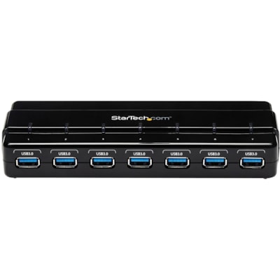 StarTech.com 7 Port SuperSpeed USB 3.0 Hub - 5Gbps - Desktop USB Hub with Power Adapter - Black - Add 7 external, SuperSpeed USB 3.0 ports to a computer from a single USB connection - 7 Port USB 3.0 Hub with Power Adapter - Black USB Hub - 5 Gbps USB 3 Hub - Seven Port USB 3.0 Hub - USB 3.0 Desktop   PERP 