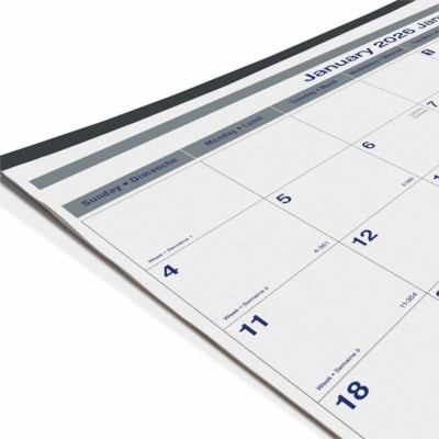 Blueline 2026 Net Zero Carbon 12-Month Monthly Desk Pad/Calendar - January to December - 22" x 17" - Bilingual - Julian Dates - Yearly, Daily, Monthly - 12 Month - January 2026 to December 2026 - 1 Month Single Page Layout - 22" (558.80 mm) x 17" (431.80 mm) Sheet Size - Twin Wire - Desk Pad - Chipb  
