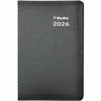 Blueline 2026 Net Zero Carbon 12-Month Weekly Planner - January to December - 8" x 5" - Black - Bilingual - Weekly - 12 Month - January 2026 to December 2026 - 7:00 AM to 6:00 PM - Monday - Friday - 5" (127 mm) x 8" (203.20 mm) Sheet Size - Twin Wire - Black - Paper - Appointment Schedule, Soft Cove  