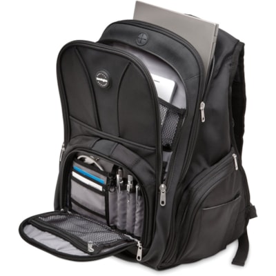 Kensington Contour K62238B Carrying Case (Backpack) for 16" Notebook - Black - Shock Absorbing Shoulder Strap, Puncture Resistant, Abrasion Resistant, Tear Resistant - 1680D Ballistic Nylon Body - Shoulder Strap, Handle - 18.50" (469.90 mm) Height x 10" (254 mm) Width x 13.50" (342.90 mm) Depth - Re  16IN/43.2CM - BLACK 