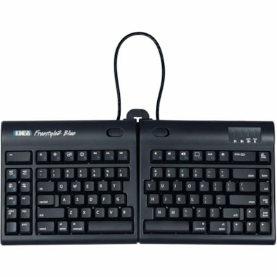 Kinesis Freestyle2 Blue for Mac Bluetooth - Wireless Connectivity - Bluetooth - 30 ft (9144 mm) - Mac OS X 10.4 Tiger, Windows, iOS - English - QWERTY Layout - iMac, MacBook, iPad, iPhone - PC, Mac - Membrane/Rubber Dome Keyswitch - Proprietary Battery Size Battery Size Supported hannel Bluetooth Split Adjusta ble Separated Keyboa