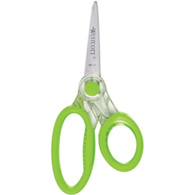 Westcott Kids X-Ray 5" Scissors - 5" (127 mm) Overall Length - Straight-left/right - Stainless Steel - Pointed Tip - Assorted - 1 Each ULTRASOFT HANDLES 