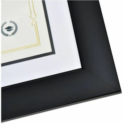 St. James® Tuxedo Black Double Matte Certificate Frame - 16.75" (425.45 mm) x 14.25" (361.95 mm) Frame Size - Holds 11" (279.40 mm) x 8.50" (215.90 mm) Insert - Rectangle - Landscape, Portrait - Tuxedo Black, White, Black - 1 Each 16.25X13.75 - WHITE MAT HOLDS 8 1/2X11 DOCUMENTS