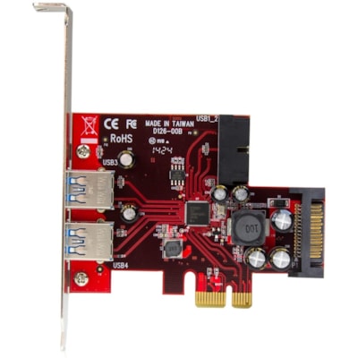 StarTech.com 4 Port PCI Express USB 3.0 Card - 5Gbps - 2 External & 2 Internal (IDC) - SATA Power - Add front or rear panel USB 3.0 ports to your computer case using USB 3.0 motherboard-style headers - 4 Port PCI Express USB 3.0 Card - 2 External & 2 Internal - SATA Power - UASP Support - 2 Internal DBOPT 
