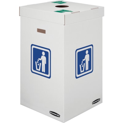 Bankers Box Bottle Recycling Bin Lids - Rectangular - Corrugated Paper - White, Green - 10 / Carton FITS ON 42 OR 50 GALLON BIN REUSABLE  RECYCLABLE