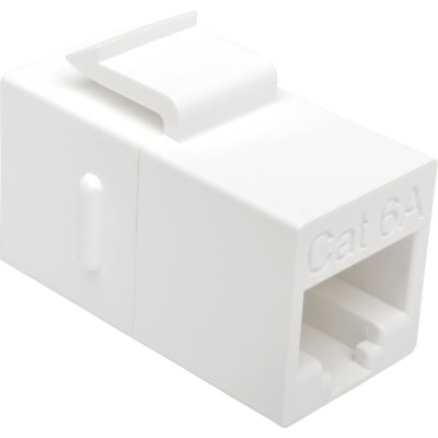 Tripp Lite series Cat6a Straight-Through Modular In-Line Snap-In Coupler (RJ45 F/F) - 1 x RJ-45 Network Female - 1 x RJ-45 Network Female - Gold Contact - White   In-Line Snap-In Coupler  (RJ4 5 F/F)  TAA - Connec