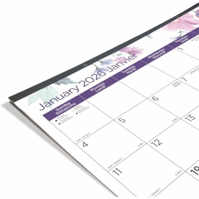 Blueline 2026 12-Month Monthly Desk Pad/Calendar - January to December - 22" x 17" - Passion Collection - Bilingual - Julian Dates - Monthly, Daily - 12 Month - January 2026 to December 2026 - 1 Month Single Page Layout - 22" (558.80 mm) x 17" (431.80 mm) Sheet Size - 2 x Holes - Desk Pad - Multicol  