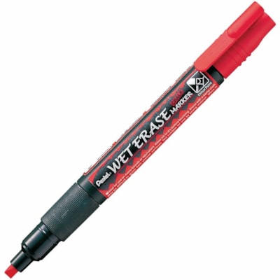Pentel Arts Wet Erase Chalk Marker, Small Chisel Tip, Red Ink - Pentel Arts Wet Erase Chalk Marker, Ideal on Blackboards and Windows, Small Chisel Tip, Red Ink 2.0/4.0 MM CHISEL POINT RED
