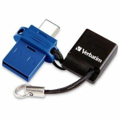 Microban 64GB Store 'n' Go Dual USB 3.2 Gen 1 Flash Drive for USB-C Devices - Blue - 64 GB - USB 3.2 (Gen 1) Type C, USB 3.2 (Gen 1) Type A - Blue - Lifetime Warranty - 1 Each  TRANSFER FILES-NO WI-FI NEEDED ATTACHED LANYARD
