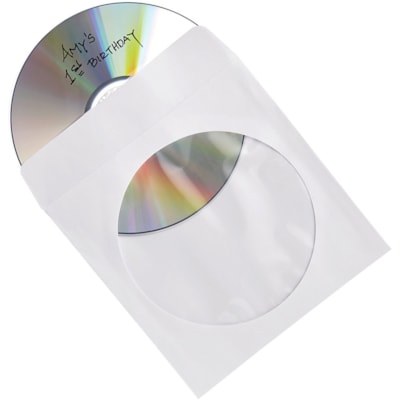 Verbatim CD/DVD Paper Sleeves with Clear Window - 100pk Box - Sleeve - Paper CLEAR WINDOW ENVELOPE STYLE CLOSURE