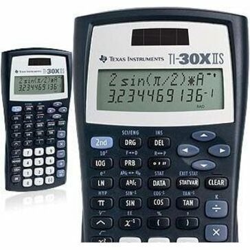 Texas Instruments TI-30XIIS Scientific Calculator - Impact Resistant Cover, Dual Power, Plastic Key, Color Coded Key - 2 Line(s) - 11 Digits - Battery/Solar Powered - 1 x CR2025 - 6.1" Height x 3.2" Width x 0.7" Depth - Black 2 LINE DISPLAY 5 VARIABLE MEM. SLIDE CASE 2A76BP