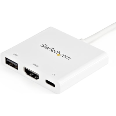 StarTech.com USB C Multiport Adapter with HDMI 4K & 1x USB 3.0 - PD - Mac & Windows - White USB Type C All in One Video Adapter - Expand the connectivity of your laptop or MacBook with this USB-C multiport adapter with HDMI - USB C HDMI Multiport Adapter - USB Video Adapter - USB Type C Multiport Ad  