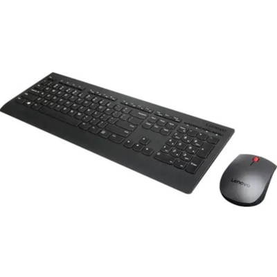 Lenovo Professional Wireless Combo Keyboard & Mouse (French Canadian 445) - USB Wireless RF 2.40 GHz Keyboard - French (Canada) - Black - USB Wireless RF Mouse - Laser - 1600 dpi - Tilt Wheel - Black - Symmetrical - AA - Compatible with PC rench 
