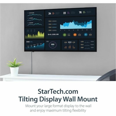 StarTech.com Flat Screen TV Wall Mount - Tilting - For 32" to 75" TVs - Steel - VESA TV Mount - Monitor Wall Mount - Save space by mounting a television to your wall with easy +15 / -15 degree tilt for ideal viewing - Flat-Screen TV Wall Mount for 32 to 75" LCD / LED / Plasma TV - Fits curved TVs -   MNT 