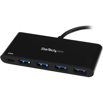 StarTech.com 4 Port USB C Hub with 4x USB Type-A (USB 3.0 SuperSpeed 5Gbps) - 60W Power Delivery Passthrough - Portable C to A Adapter Hub - USB 3.0 hub - USB Type-C host to 4x USB-A - 4-Port USB C Hub with Power Delivery 2.0 (up to 60W) pass-through when used w/ USB-C laptop power adapter (7.4W res  PERP 