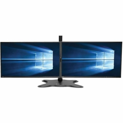 Tripp Lite series Dual-Monitor Desktop Mount Stand for 13" to 27" Flat-Screen Displays - Up to 27" Screen Support - 52 lb (23586.80 g) Load Capacity - 46" (1168.40 mm) Height x 80.50" (2044.70 mm) Width x 25.40" (645.16 mm) Depth - Desktop - Steel - Black Mounting arms adjust independe ntly for viewing ang