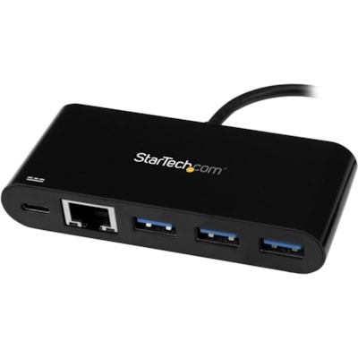 StarTech.com USB-C to Ethernet Adapter with 3-Port USB 3.0 Hub and Power Delivery - USB-C GbE Network Adapter + USB Hub w/ 3 USB-A Ports - Connect to a GbE network and add 3 USB-A ports and Power Delivery charging through your laptop's USB-C port - USB C Ethernet Adapter - USB C to LAN Adapter - Ide  BOPT 