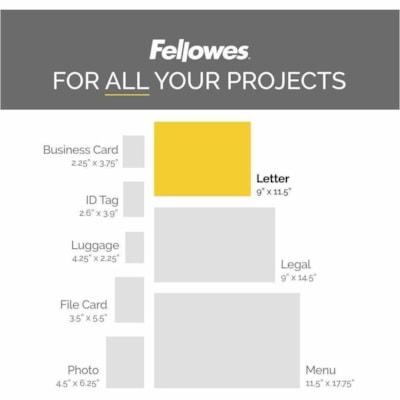 Fellowes Letter-Size Thermal Laminating Pouches - Sheet Size Supported: Letter 8.50" (215.90 mm) Width x 11" (279.40 mm) Length - Laminating Pouch/Sheet Size: 9" (228.60 mm) Width x 5 mil (0.13 mm) Thickness - Glossy - for Document - Durable, Photo-safe, Erasable, Water Proof - Clear - 200 / Pack uches - Letter  5 mil  200 pac k