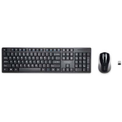 Kensington Pro Fit Wireless Desktop Set - Black - USB Wireless RF 2.40 GHz Keyboard - English (US), International - Black - USB Wireless RF Mouse - Laser - 1000 dpi - Scroll Wheel - Black - Symmetrical - AA, AAA - Compatible with Computer, Notebook for Mac, PC - 1 TBOPT 