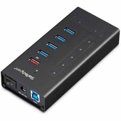 StarTech.com 7 Port USB C Hub - 2x USB-C & 5x USB-A - Mountable Metal USB 3.0 Type-C Hub - 5Gbps USB 3.1/3.2 Gen 1 - Self Powered - BC 1.2 - 7-Port USB-C hub - USB Type-C laptop/desktop to 5 USB-A (1x BC 1.2) and 2 USB-C - SuperSpeed 5Gbps USB 3.1/3.2 Gen 1 - Incl 36W power adapter/USB-C host cable   PERP 