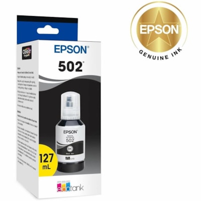 Epson T502, Black Ink Bottle - Inkjet - Black W/SENSOR 