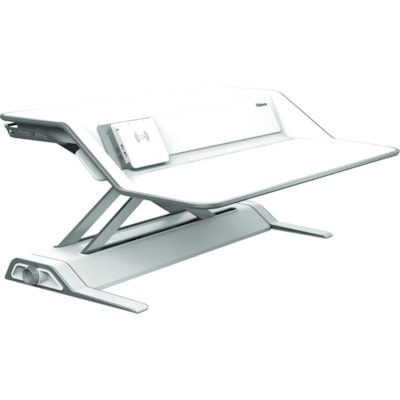 Fellowes Lotus DX Sit-Stand Workstation - 35 lb (15875.73 g) Load Capacity - 5.50" (139.70 mm) Height x 32.75" (831.85 mm) Width x 24.25" (615.95 mm) Depth - White - Antimicrobial and Workstation 