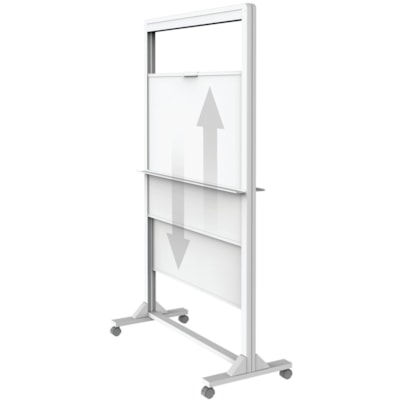 Quartet Motion Dual-Track Mobile Magnetic Dry-Erase Easel - 40" (1016 mm) Width x 68" (1727.20 mm) Height - White Painted Steel Surface - White Aluminum, Aluminum Frame - Rectangle - Horizontal - Magnetic - Assembly Required - 1 Each MAGNETIC QUARTET  DUAL TRACK