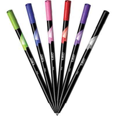 BIC - Porous Point Pen Intensity - 0,4 mm (0,02 po) Fine Pointe de stylo - Ink Variées - Encre à base d'eau - Métal Pointe - 6 emballage FINELINER PERM MARKER PEN FINE POINT