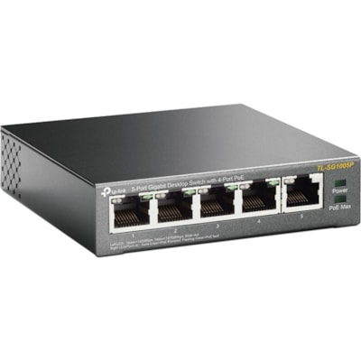 TP-Link 5-Port Gigabit Desktop Switch with 4-Port PoE+ - 5 Ports - Gigabit Ethernet - 10/100/1000Base-T - 2 Layer Supported - 4.30 W Power Consumption - 65 W PoE Budget - Twisted Pair - PoE Ports - Desktop - 3 Year Limited Warranty  