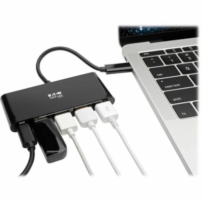 Tripp Lite series 4-Port USB 3.1 Hub, 4x USB-A, Thunderbolt 3-PD Charging, Black - USB Type C - External - 4 USB Port(s) - 4 USB 3.0 Port(s) - PC, Mac Hub  USB-C to (x4) USB-A  with  USB-C Charging Port