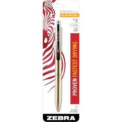 Zebra Pen Sarasa Grand Retractable Gel Pens - 0.7 mm (0.03") Pen Point - Refillable - Retractable - Liquid Gel Ink - Brass Barrel - 1 / Pack MEDIUM POINT BLACK INK 