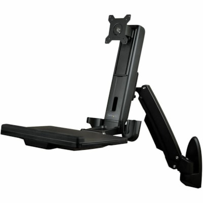 StarTech.com Wall Mount Workstation, Full Motion Standing Desk, Ergonomic Height Adjustable Monitor & Keyboard Tray Arm, For VESA Display - Ergonomic wall-mount workstation - Up to 17lb VESA monitor (incl ultrawide) - Foldable wall mounted standing desk - Articulating height adjustable arm for monit on - Up to 17lb VESA monitor ( incl ultrawide) - Fo