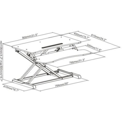 Amer Mounts Sit-Stand Integrated Desk Workstation - 33.07 lb (15000 g) Load Capacity - 19.70" (500.38 mm) Height x 24.20" (614.68 mm) Width - Desktop - Chipboard, Steel, Plastic - Black Stand Desk Computer Riser. Con vert any desk to a v