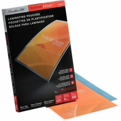 GBC EZUse Thermal Laminating Pouches 5Mil Menu Size 11.5" x 17.5" - 100 Pack - Sheet Size Supported: Menu 11.50" (292.10 mm) Width x 17.50" (444.50 mm) Length x 5 mil (0.13 mm) Thickness - Laminating Pouch/Sheet Size: 11.63" (295.40 mm) Width - for Document, Laminator - UV Resistant, Fade Resistant, DIRECTIONAL ARROWS & MIL SIZE 