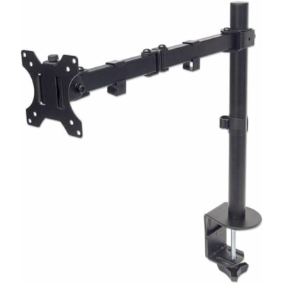 Manhattan 461542 Desk Mount for Monitor, LCD Monitor, Display, TV, Display Screen, LCD Display - Black - Height Adjustable - 1 Display(s) Supported - 10" to 32" Screen Support - 17.64 lb (8000 g) Load Capacity - 75 x 75, 100 x 100 - VESA Mount Compatible - Steel, Cast Metal - 1 unt with Double-Link Swing Arm  Holds One 13in to 3