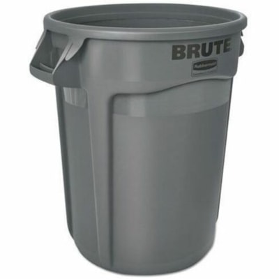 Rubbermaid Commercial 2632 32 Gallon BRUTE Container - 121.13 L Capacity - Round - Crack Resistant, Crush Resistant, Fade Resistant, Warp Resistant, UV Resistant, Dent Resistant, Chemical Resistant - 27.8" (706.12 mm) Height x 21.9" (556.26 mm) Width x 21.9" (556.26 mm) Diameter - Plastic - Gray - 6 W/O LID  GREY 
