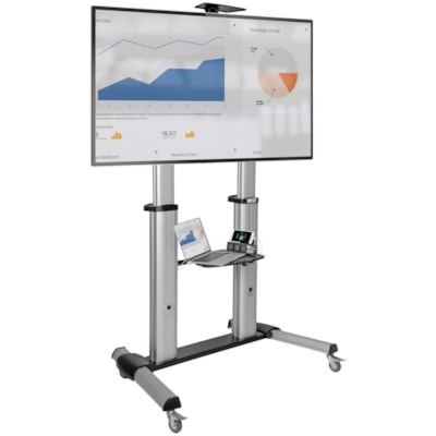 Tripp Lite series Mobile Flat-Panel Floor Stand - 60" - 100" TVs and Monitors, Heavy-Duty - Up to 100" Screen Support - 220 lb (99790.32 g) Load Capacity - 46.02" (1168.91 mm) Height x 44" (1117.60 mm) Width x 27.60" (701.04 mm) Depth - Floor Stand - Aluminum, Steel - Black, Silver - Heavy Duty  2PST 