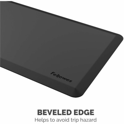 Fellowes - Tapis anti-fatigue de bien-être - Sol - largeur de tapis 36 po (914,40 mm) x profondeur de tapis 24 po (609,60 mm) x épaisseur de tapis 0,750 po (19,05 mm) - Rectangulaire - Noir - 1 chaque AIDE A PRÉVENIR FATIGUE BORDS BISEAUTÉS