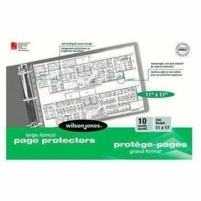 Wilson Jones - Protecteur de feuille 7891012703 - Pour 11 po (279,40 mm) x 17 po (431,80 mm) Feuilles - Chargement par le dessus - 10 / emballage GRAND FORMAT 11X17PO 10/PAQUET 3 TROUS  UTILISER AVEC 136010