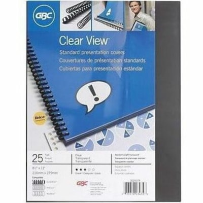 ACCO Clear View Letter Presentation Cover - 8 3/4" (222.25 mm) x 11 1/4" (285.75 mm), 8 1/2" (215.90 mm) x 11" (279.40 mm) - Plastic - Crystal Clear - 25 Piece SIZE 8 3/4" X 11 1/4" CLEAR VIEW BINDING COVER