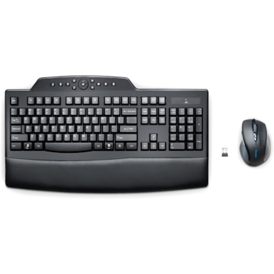 Kensington Pro Fit Wireless Comfort Desktop Set - USB Wireless RF 2.40 GHz Keyboard - Black - USB Wireless RF Mouse - Black - Multimedia & Internet Key Hot Key(s) - Right-handed - Compatible with PC - Retail  